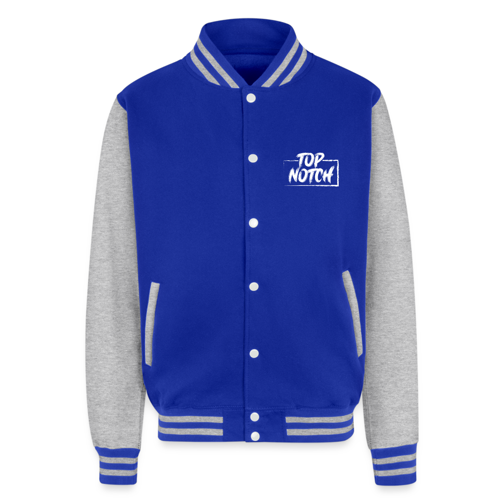 Step into style and comfort with the Just Hoods Heavyweight Letterman Jacket. This classic piece features a knitted collar, cuffs, and waistband adorned with stylish striped details that add a touch of sporty elegance. Secure your fit easily with press-stud closure buttons and enjoy modern convenience with a hidden earphone cord feed inside the pocket and discreet loops inside the collar. Perfect for the tech-savvy and fashion-forward individual, this jacket combines timeless design with functional features