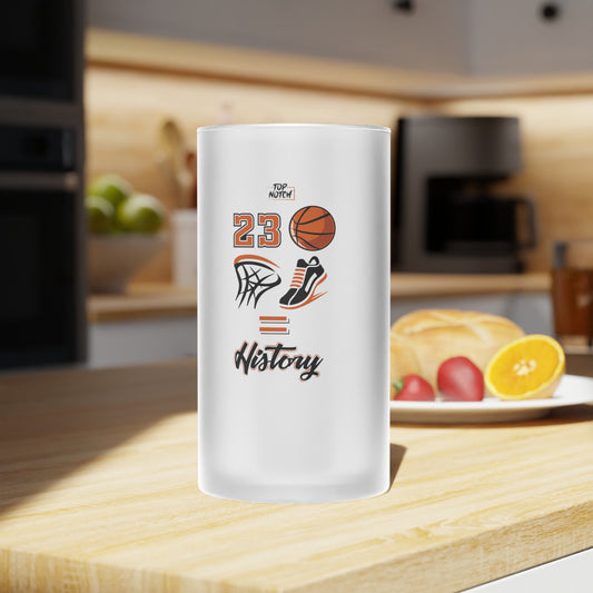 Frosted Glass Beer Mug — Basketball 23 'History' Design