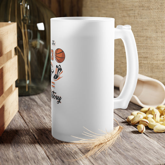 Frosted Glass Beer Mug — Basketball 23 'History' Design