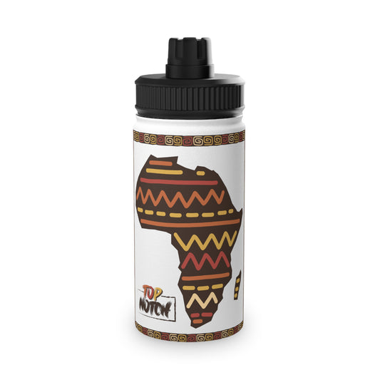 Geometric African Art Stainless Steel Water Bottle - Sports Lid